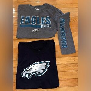 Lot 2 Fanatics Philadelphia Eagles Black Gray Long & Short Sleeve T-Shirts XL